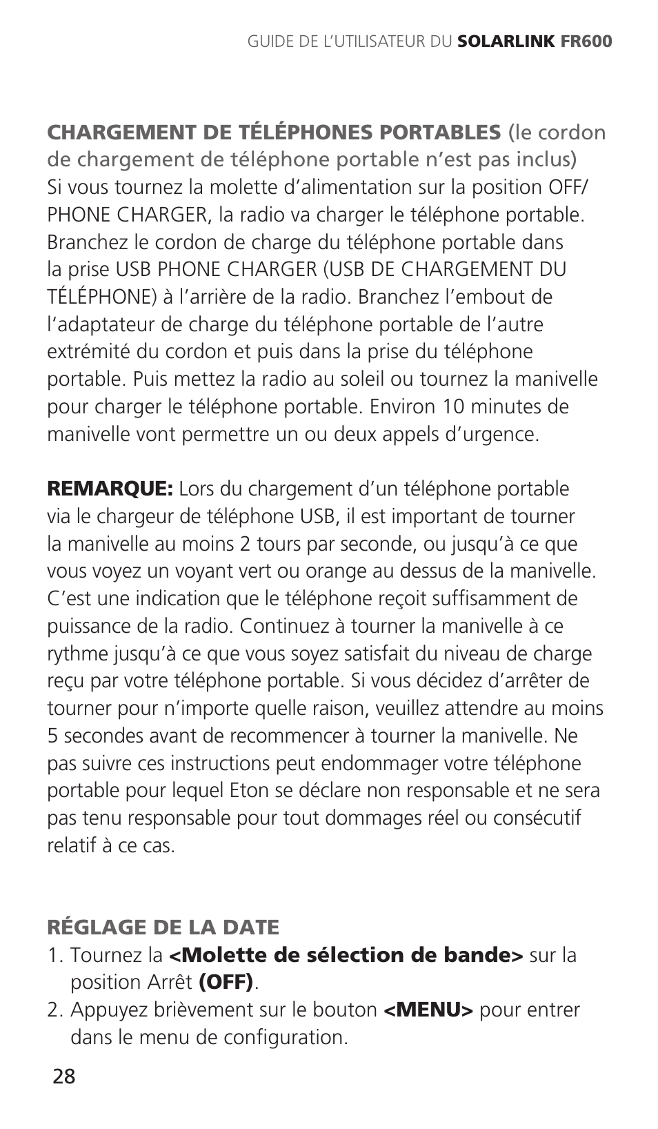 Eton Solarlink ARCFR600R User Manual | Page 28 / 68