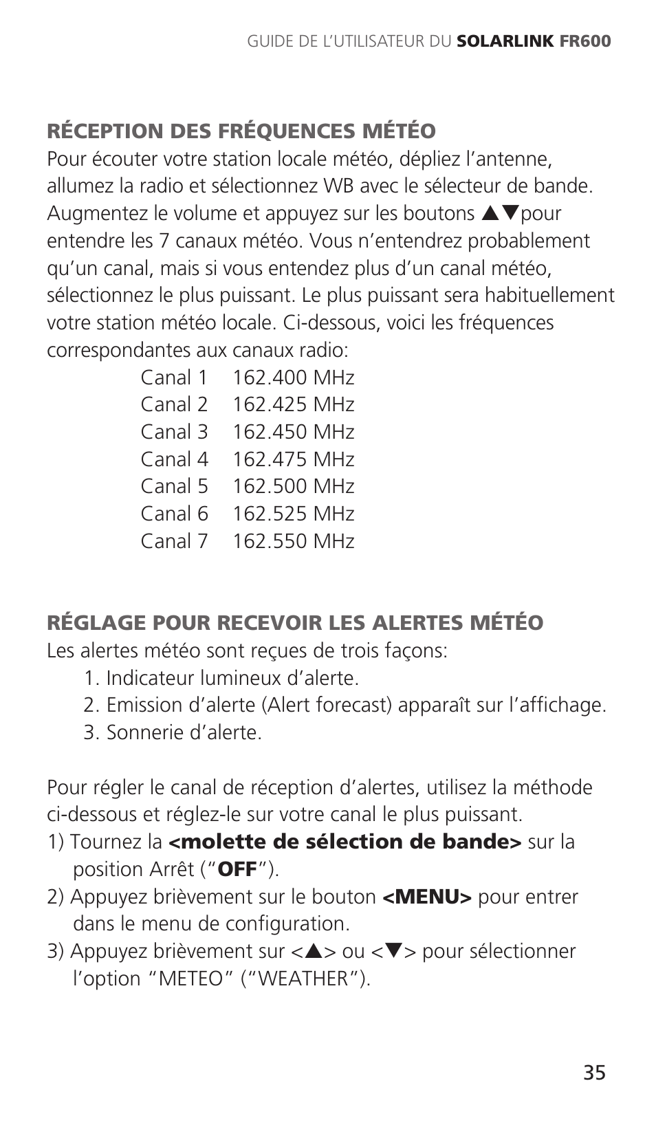 Eton Solarlink ARCFR600R User Manual | Page 35 / 68