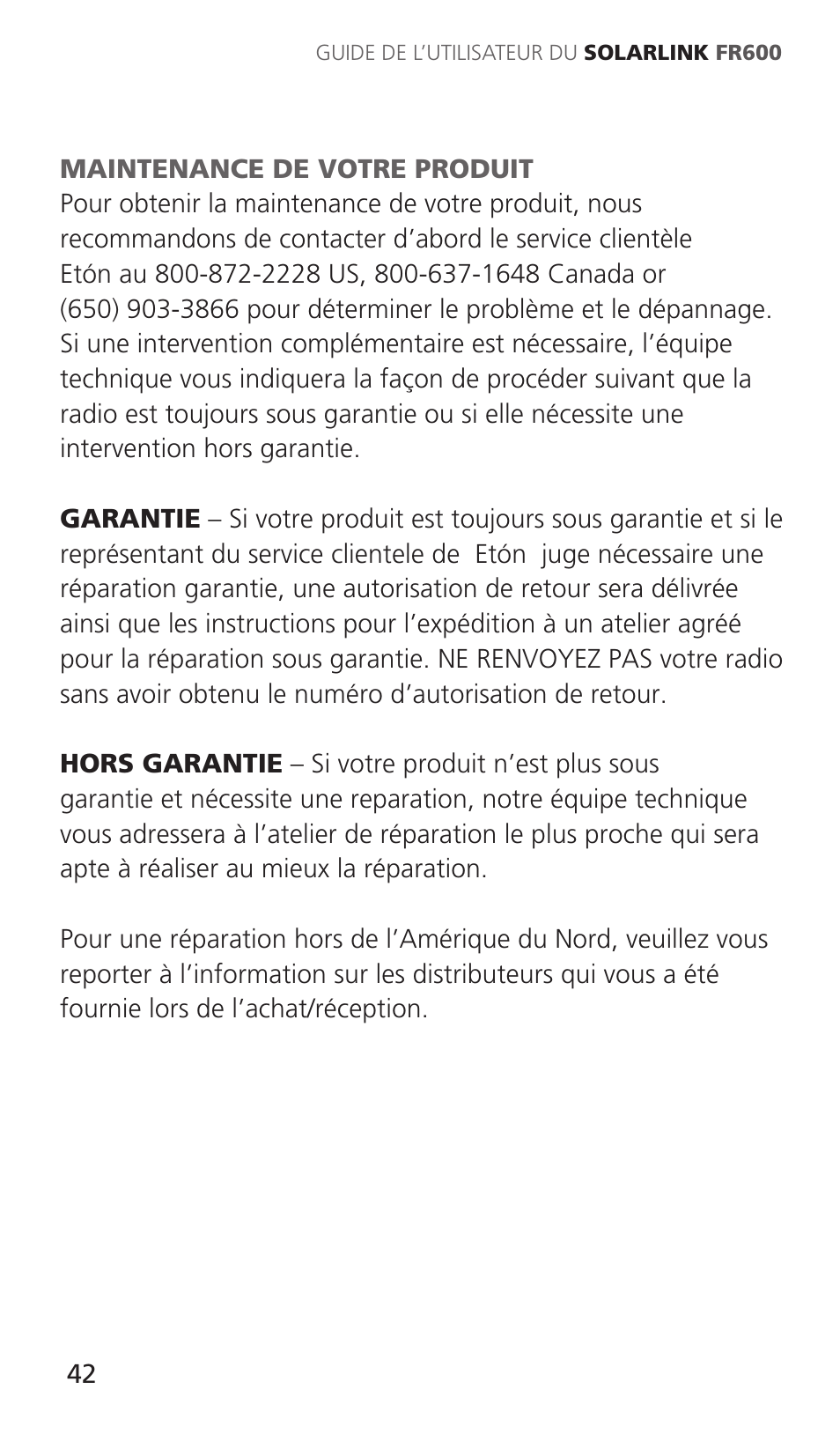 Eton Solarlink ARCFR600R User Manual | Page 42 / 68