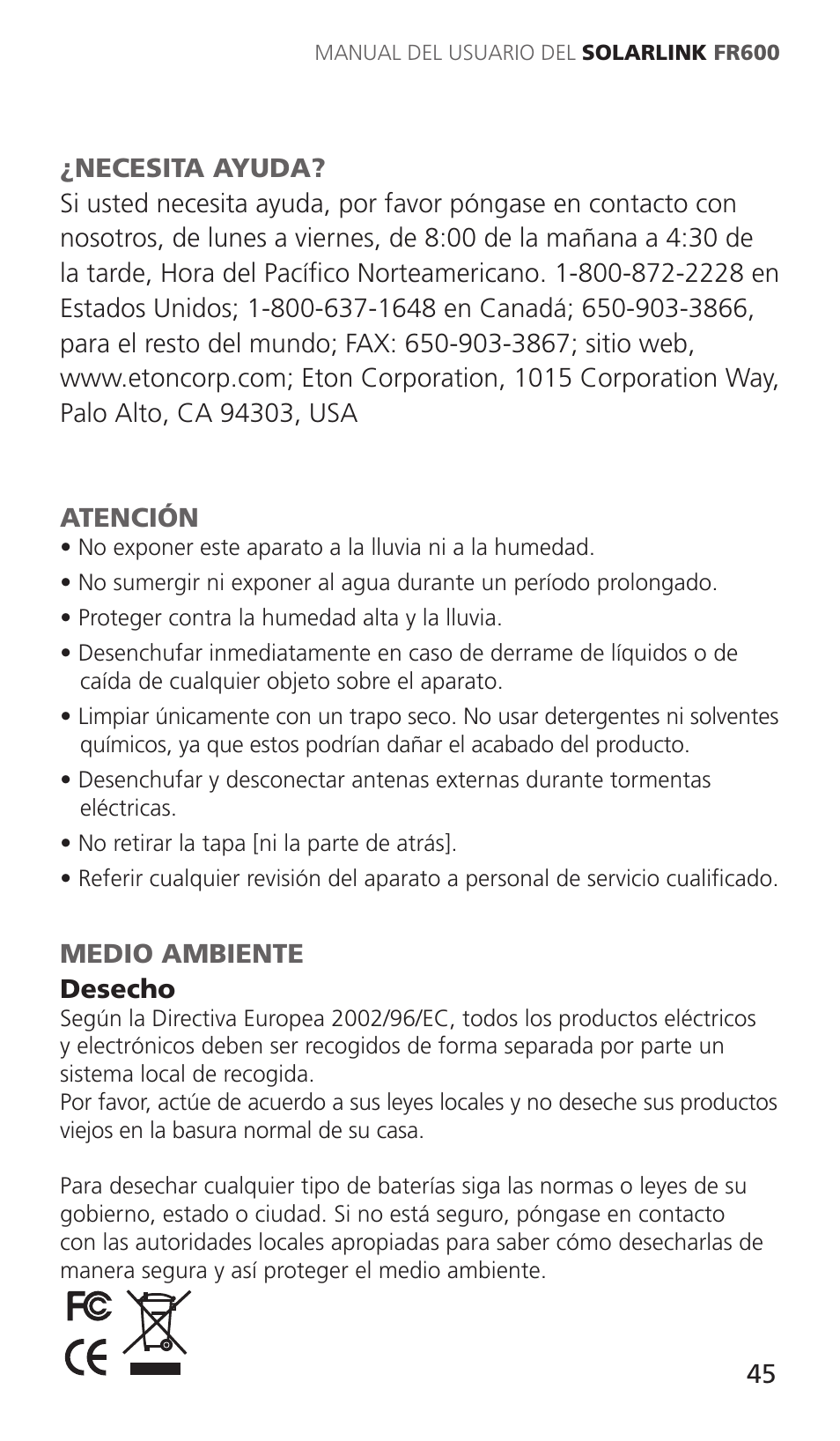 Eton Solarlink ARCFR600R User Manual | Page 45 / 68