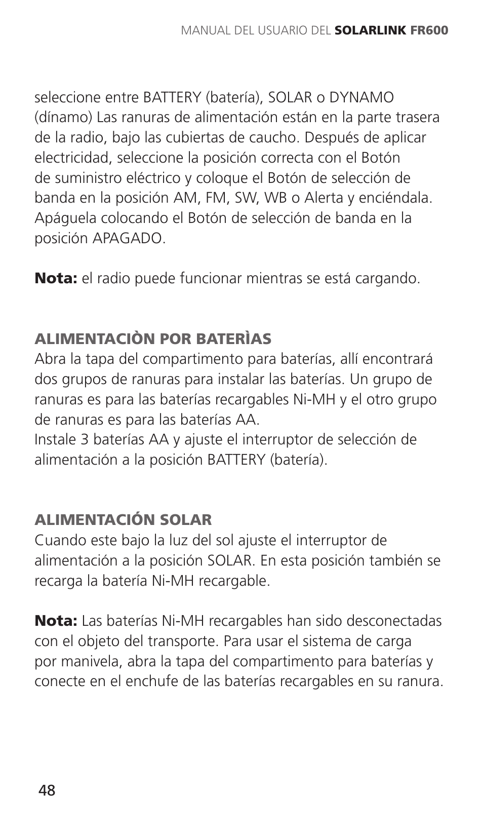 Eton Solarlink ARCFR600R User Manual | Page 48 / 68