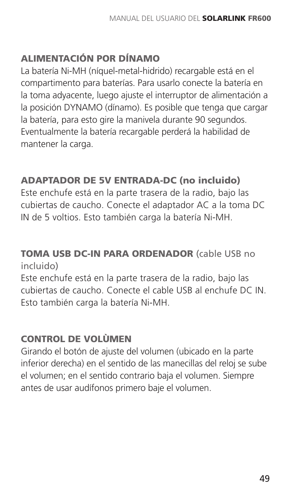 Eton Solarlink ARCFR600R User Manual | Page 49 / 68