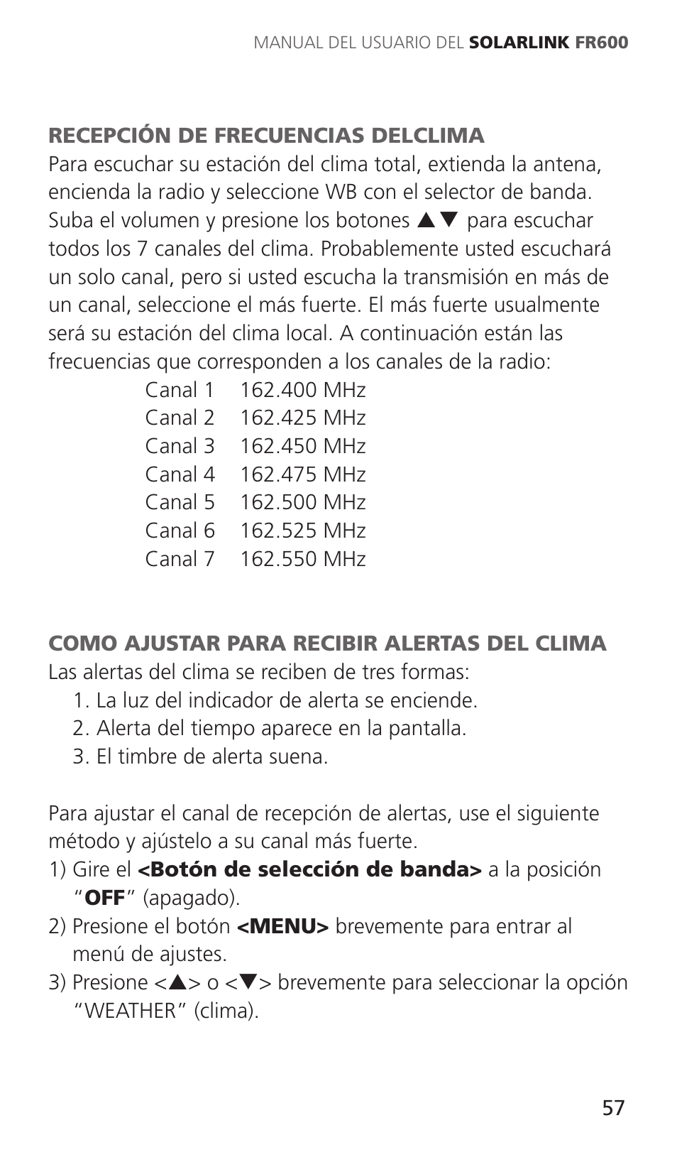 Eton Solarlink ARCFR600R User Manual | Page 57 / 68