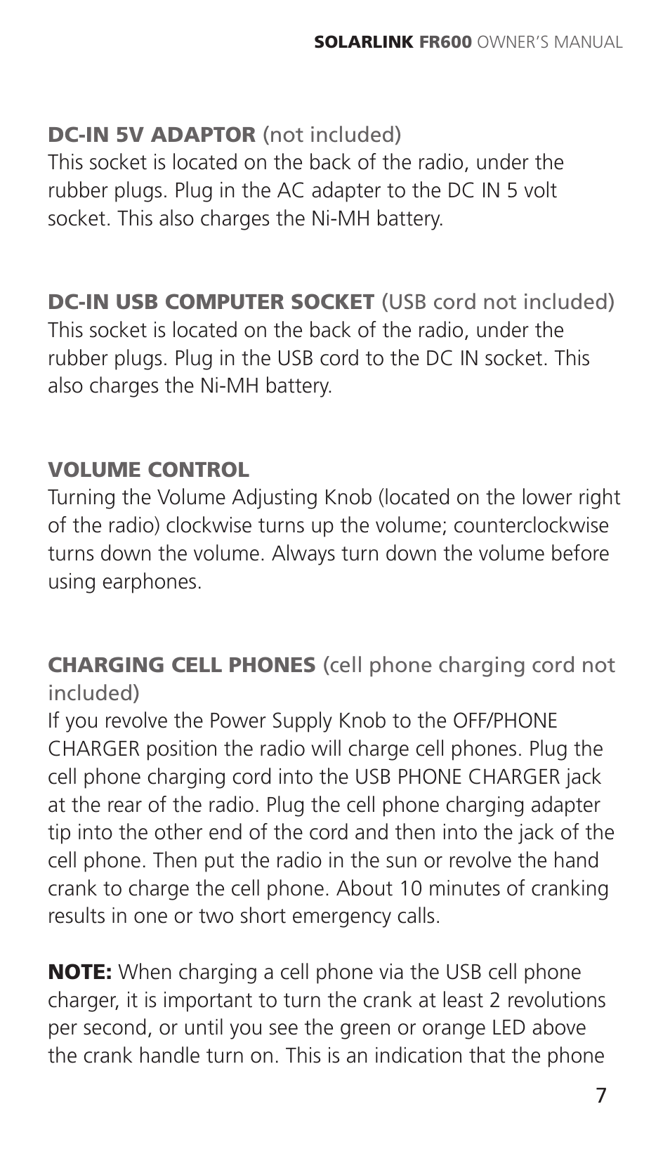 Eton Solarlink ARCFR600R User Manual | Page 7 / 68