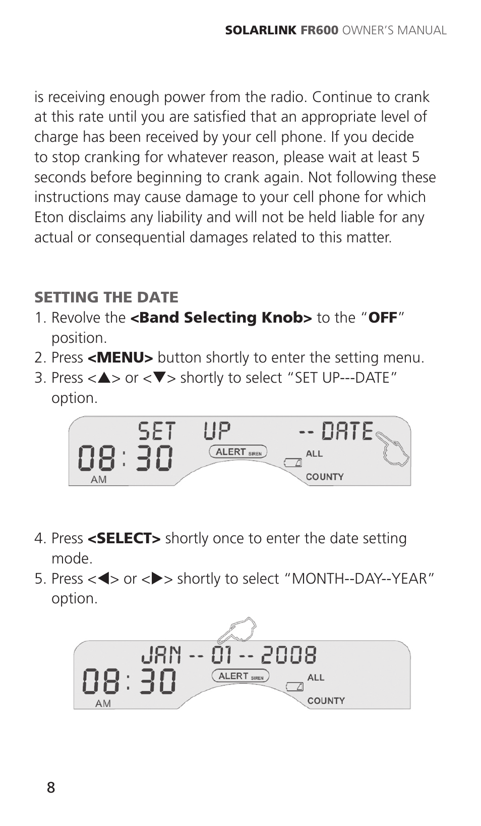 Eton Solarlink ARCFR600R User Manual | Page 8 / 68