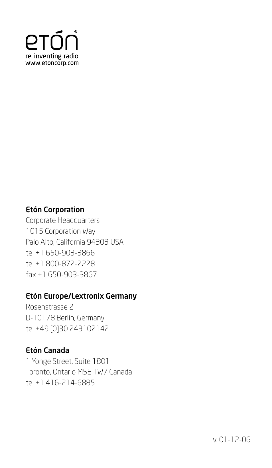 Eton E1100 User Manual | Page 13 / 13