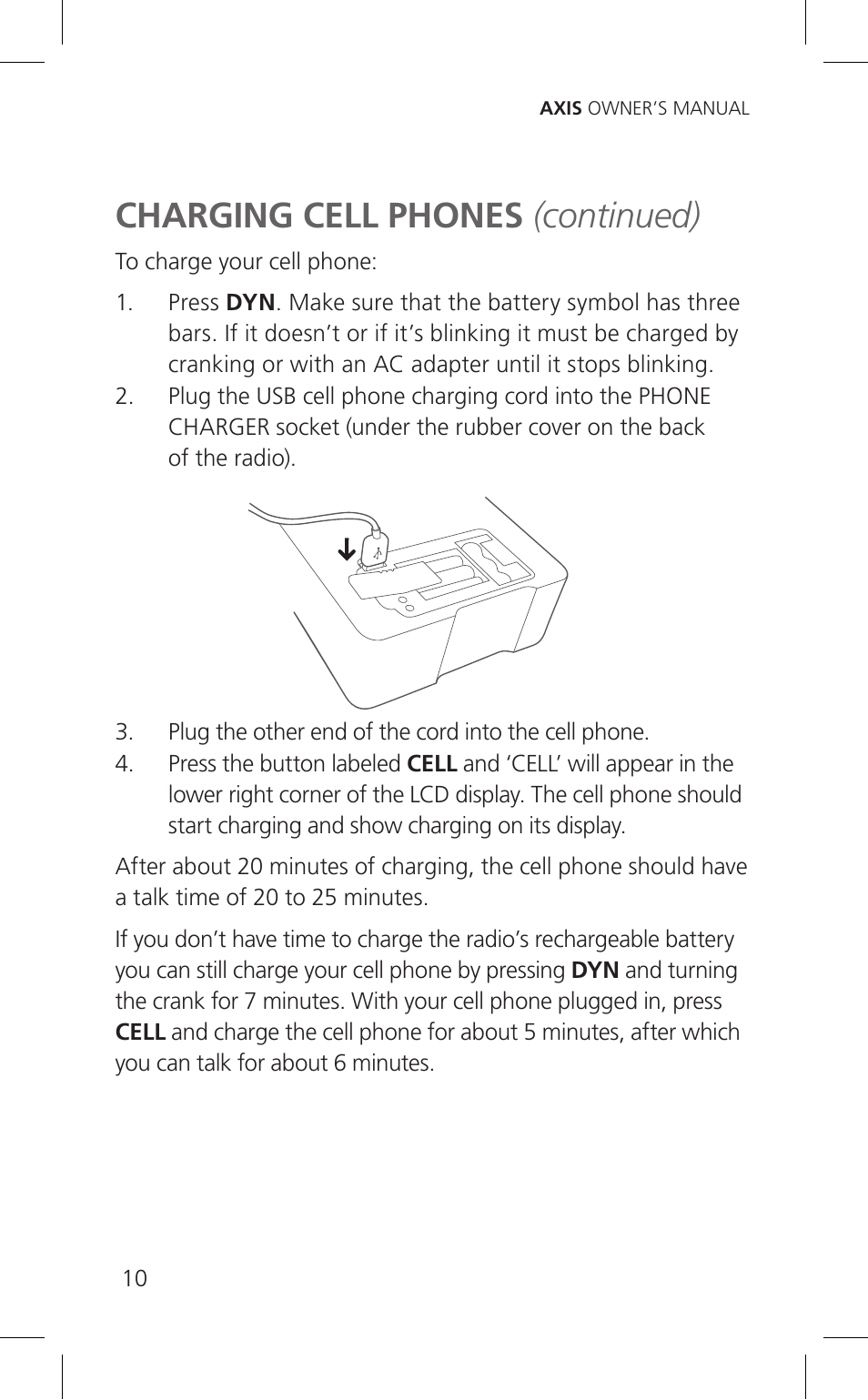 Charging cell phones (continued) | Eton Cell Phone Accessories User Manual | Page 10 / 48