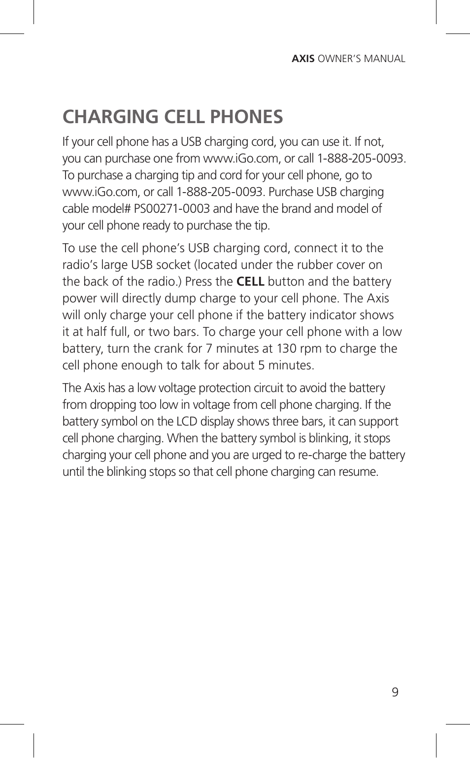 Charging cell phones | Eton Cell Phone Accessories User Manual | Page 9 / 48