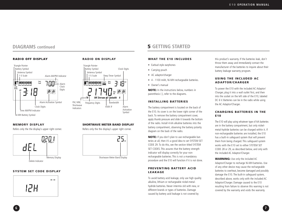 5getting started, Diagrams, Continued | Eton E10 User Manual | Page 4 / 17