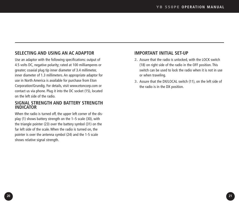 Eton YB550 User Manual | Page 11 / 81