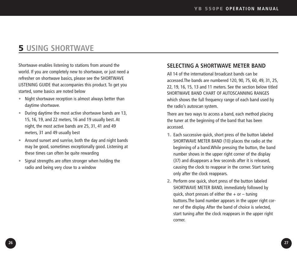 5using shortwave | Eton YB550 User Manual | Page 14 / 81