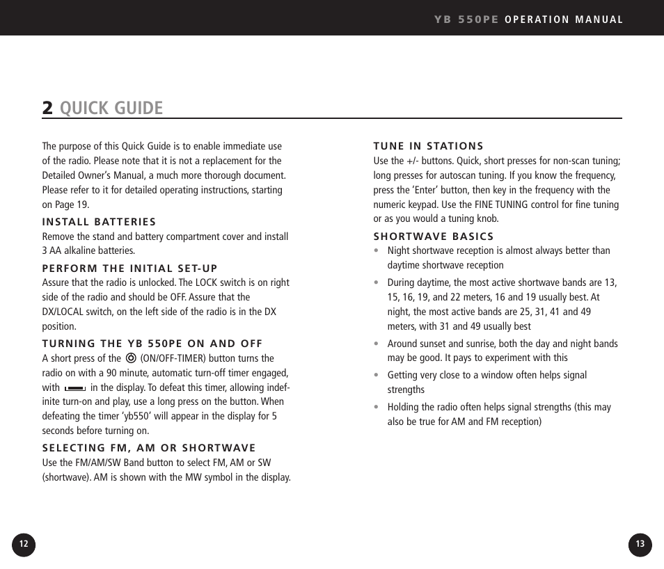 2quick guide | Eton YB550 User Manual | Page 7 / 81