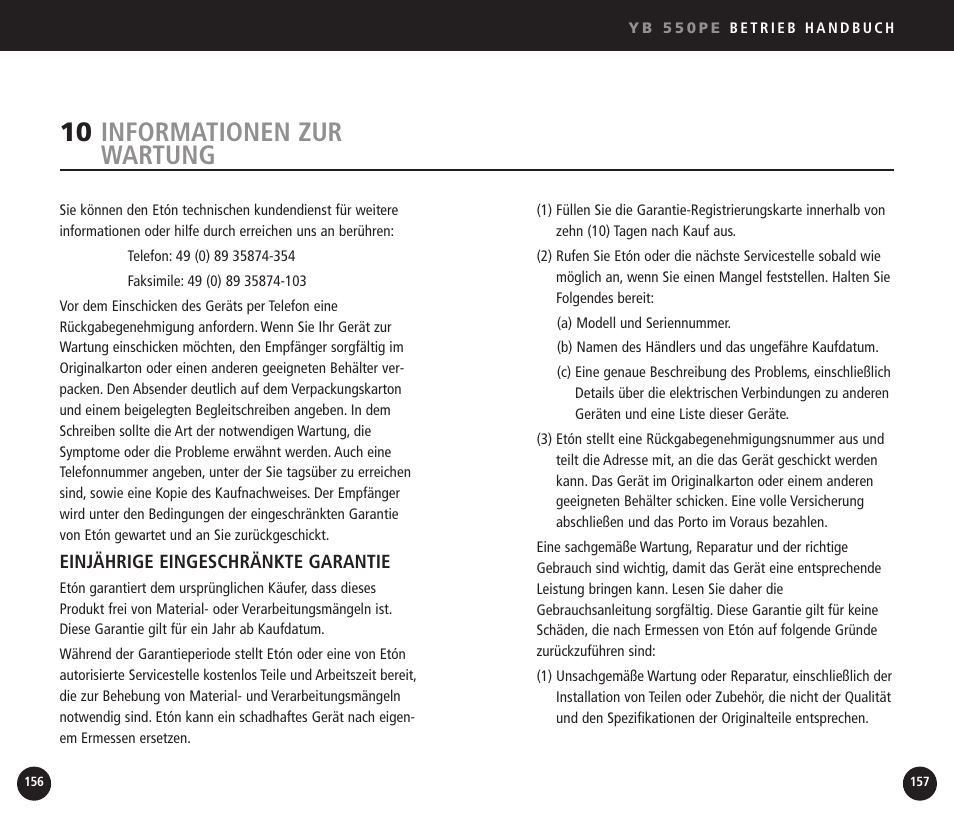 10 informationen zur wartung | Eton YB550 User Manual | Page 79 / 81