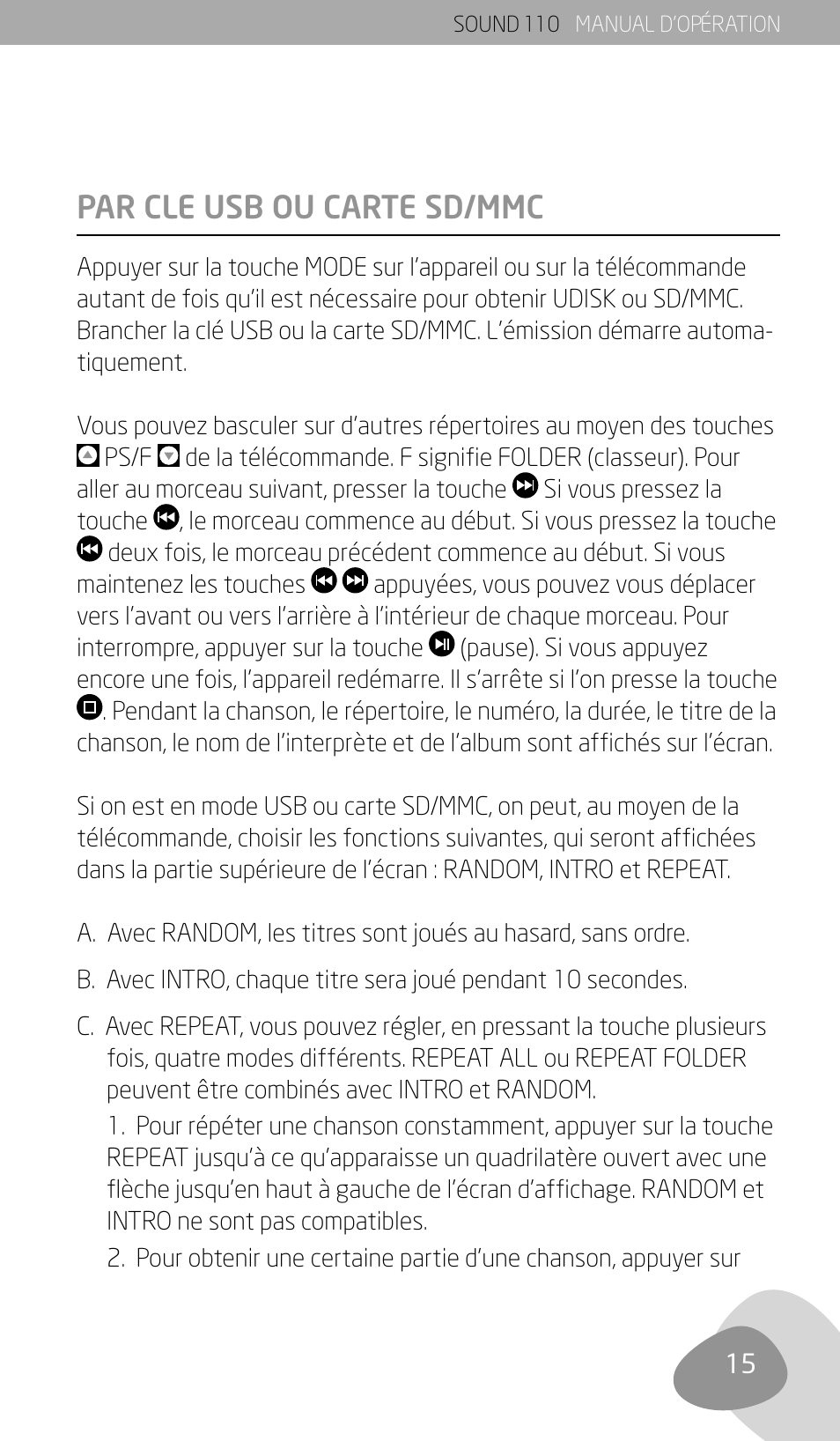 Par cle usb ou carte sd/mmc | Eton SOUND 110 User Manual | Page 17 / 60