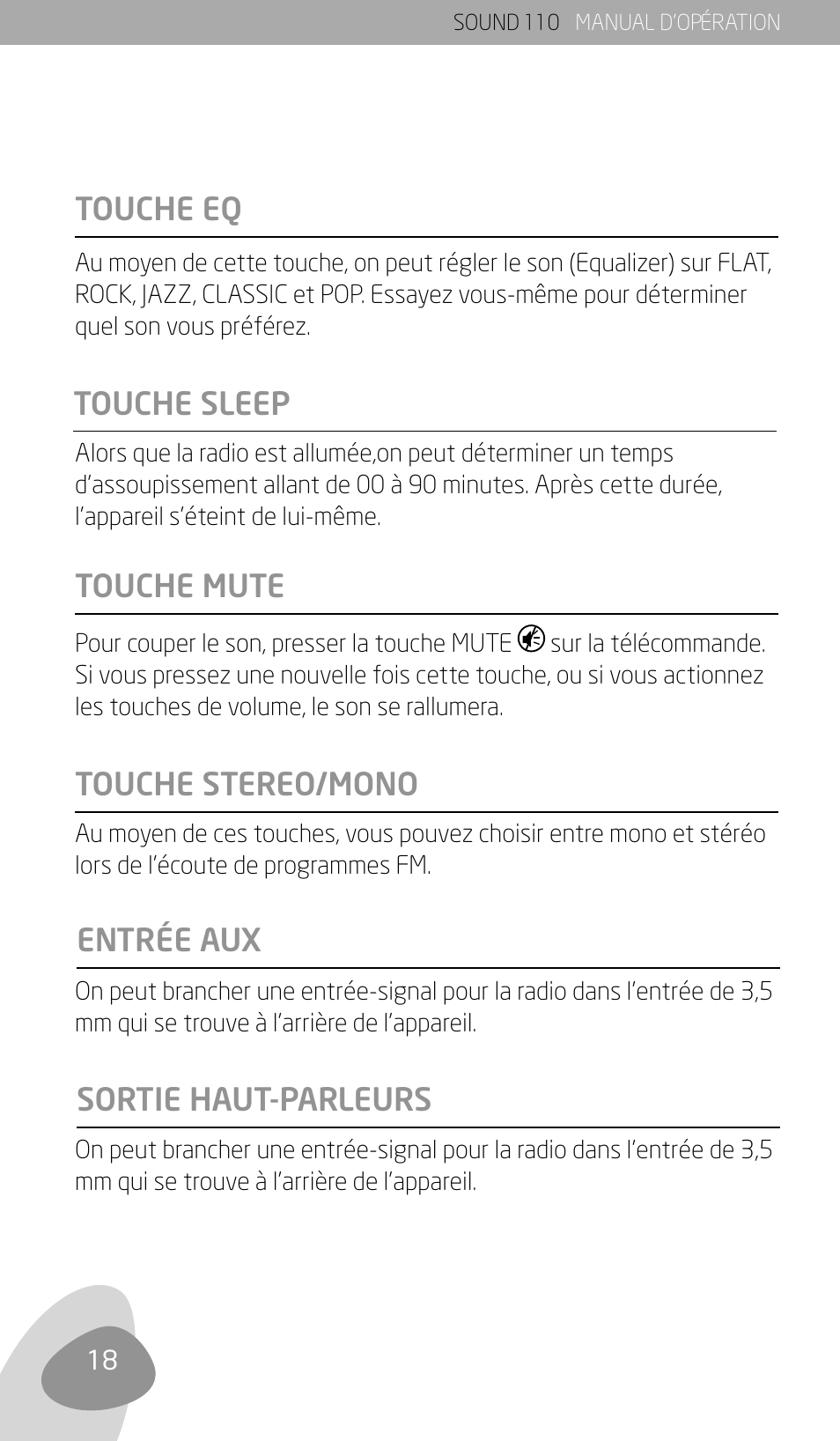 Touche mute | Eton SOUND 110 User Manual | Page 20 / 60