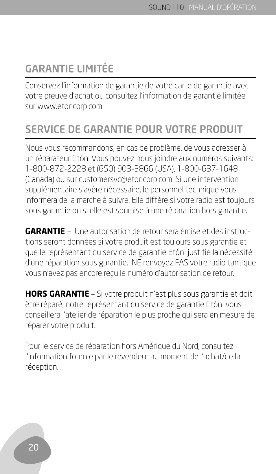 Eton SOUND 110 User Manual | Page 22 / 60