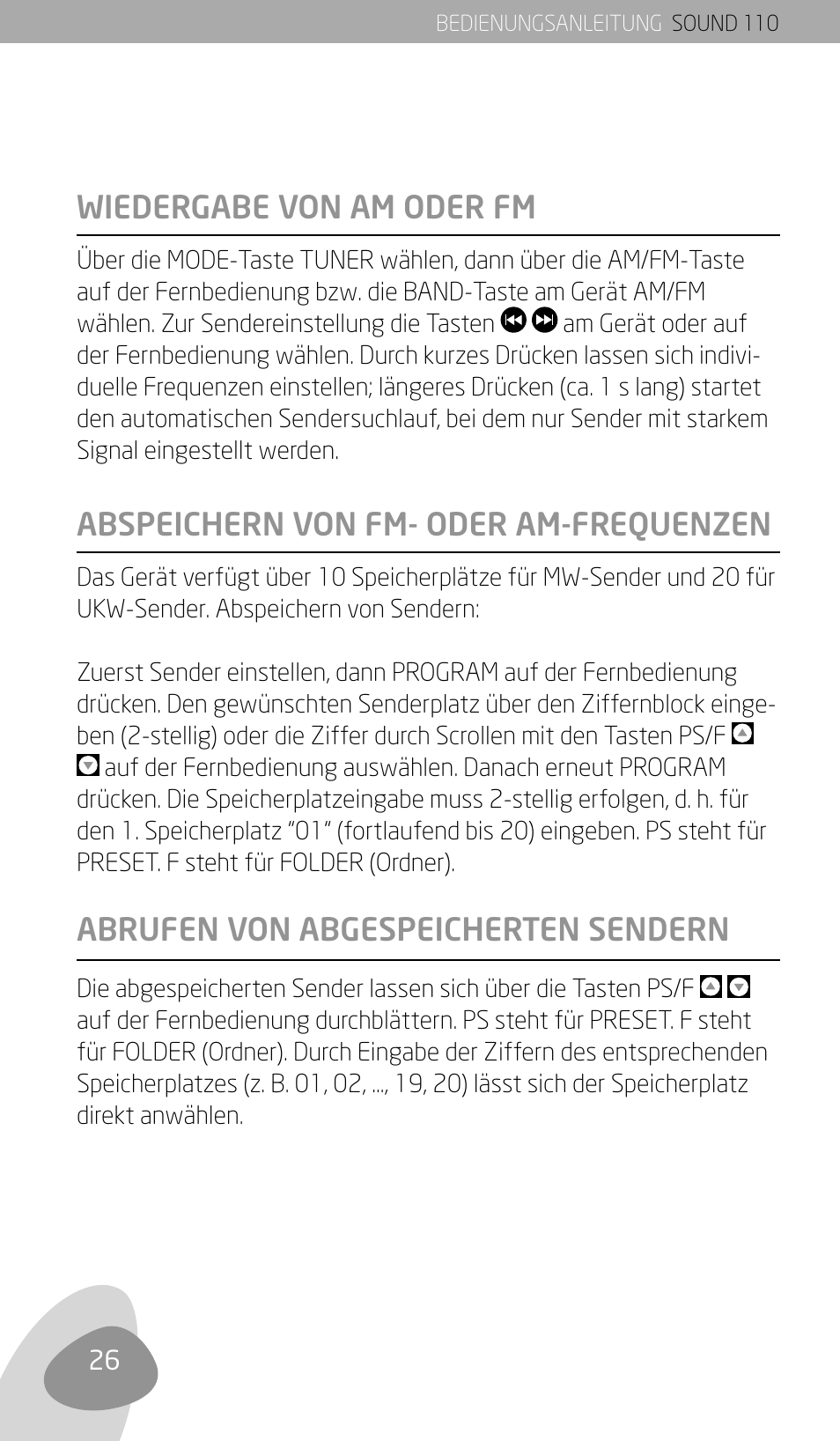 Abspeichern von fm- oder am-frequenzen | Eton SOUND 110 User Manual | Page 28 / 60