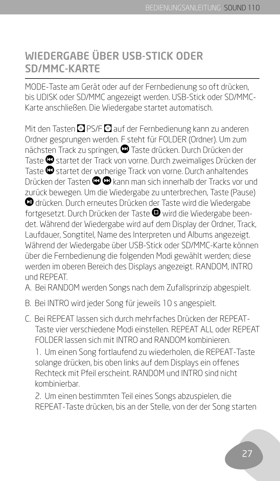 Wiedergabe über usb-stick oder sd/mmc-karte | Eton SOUND 110 User Manual | Page 29 / 60