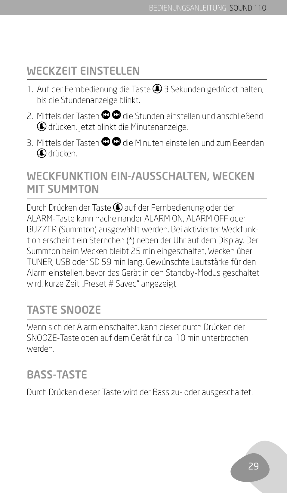 Weckzeit einstellen | Eton SOUND 110 User Manual | Page 31 / 60