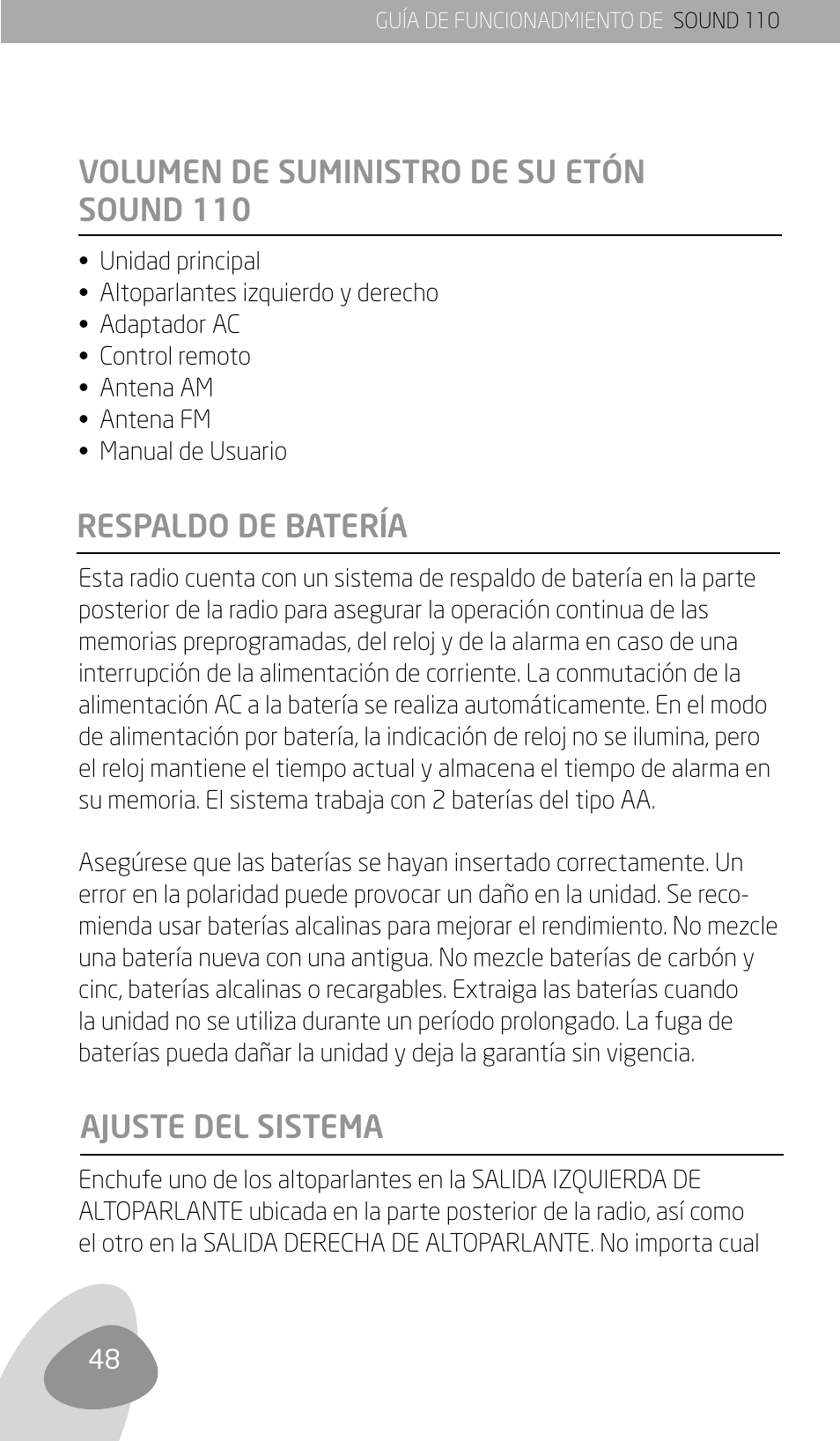 Eton SOUND 110 User Manual | Page 50 / 60