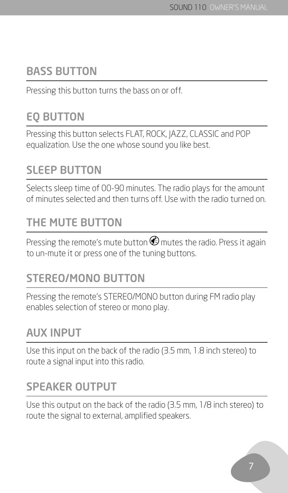 Sleep button | Eton SOUND 110 User Manual | Page 9 / 60