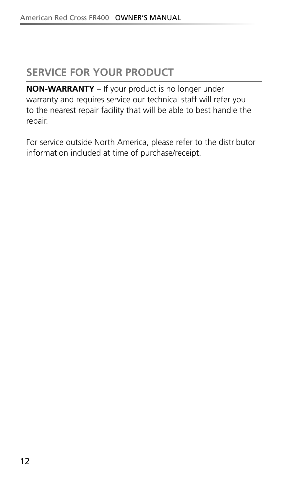 Service for your product | Eton AMERIACAN RED CROSS FR400 User Manual | Page 12 / 26