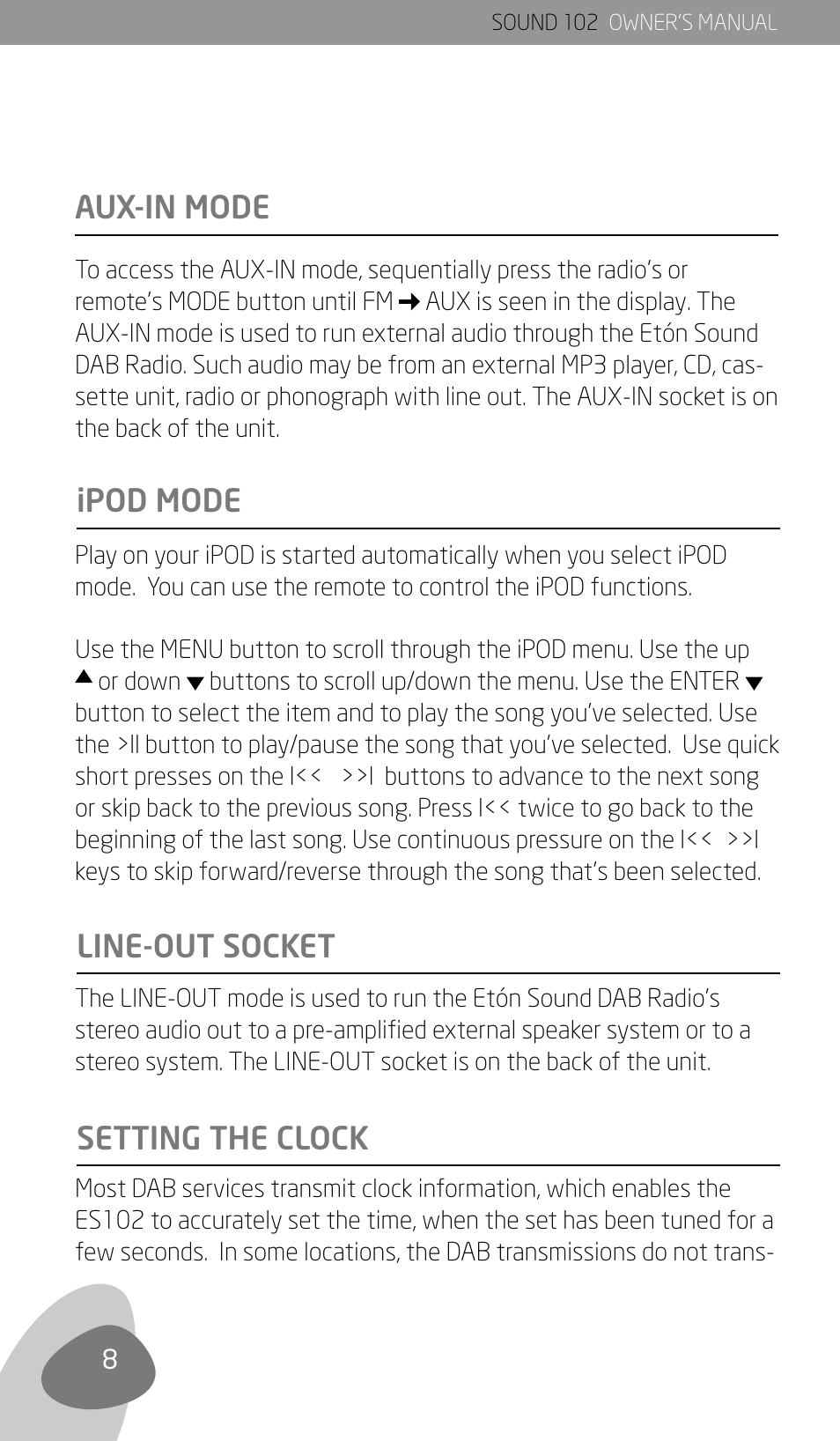 Eton Sound 102 User Manual | Page 10 / 82