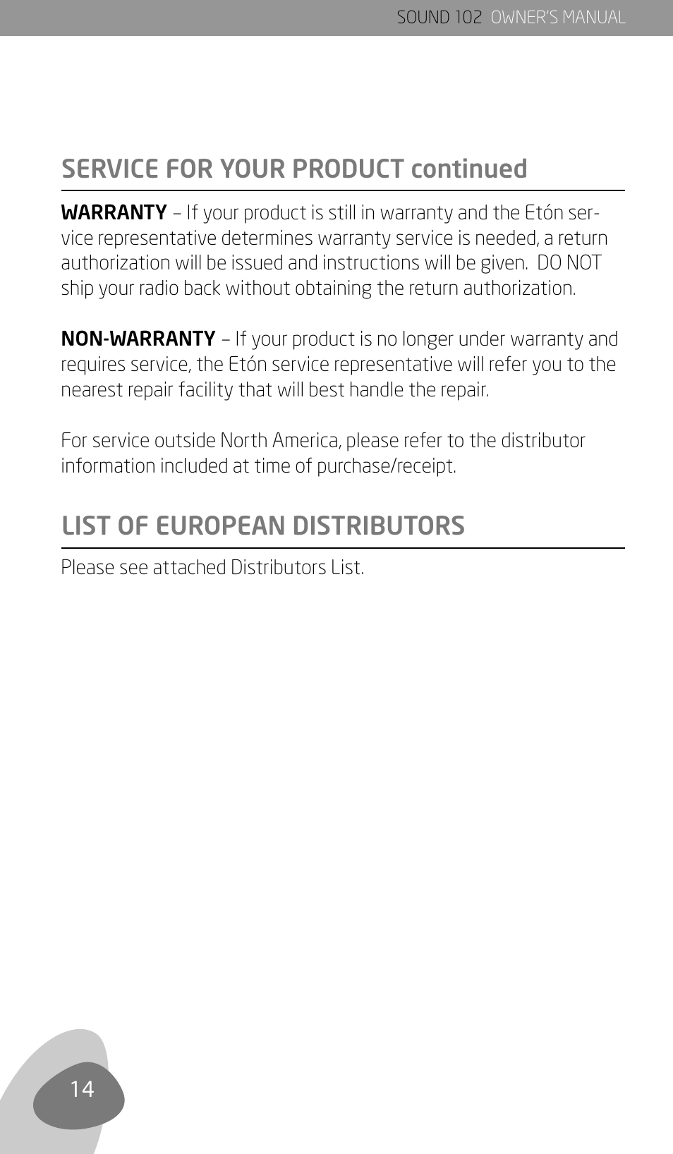 Eton Sound 102 User Manual | Page 16 / 82