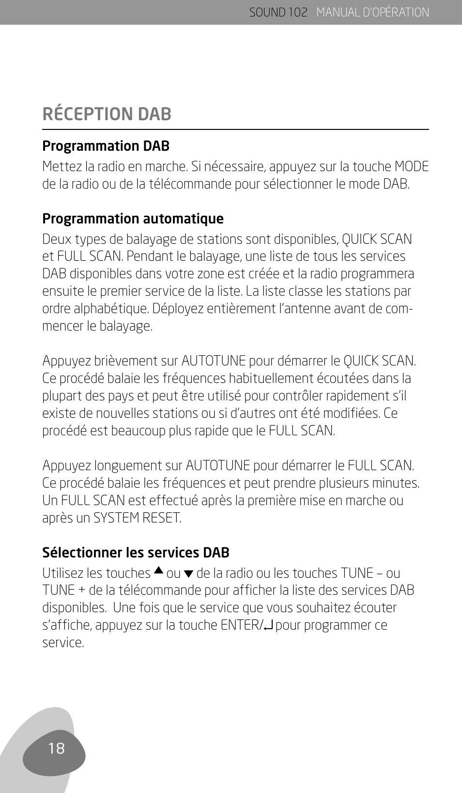 Réception dab | Eton Sound 102 User Manual | Page 20 / 82