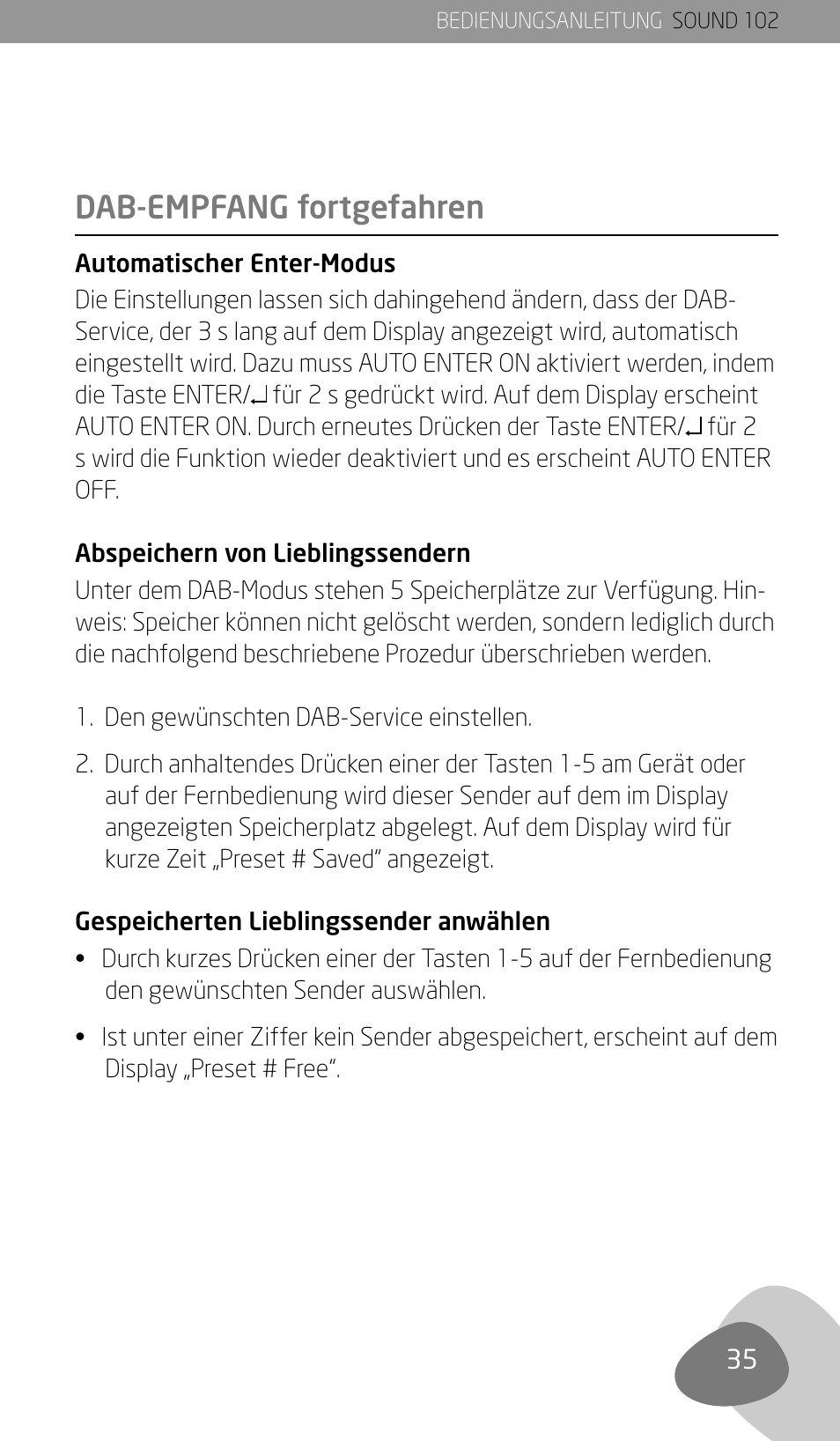 Dab-empfang fortgefahren | Eton Sound 102 User Manual | Page 37 / 82