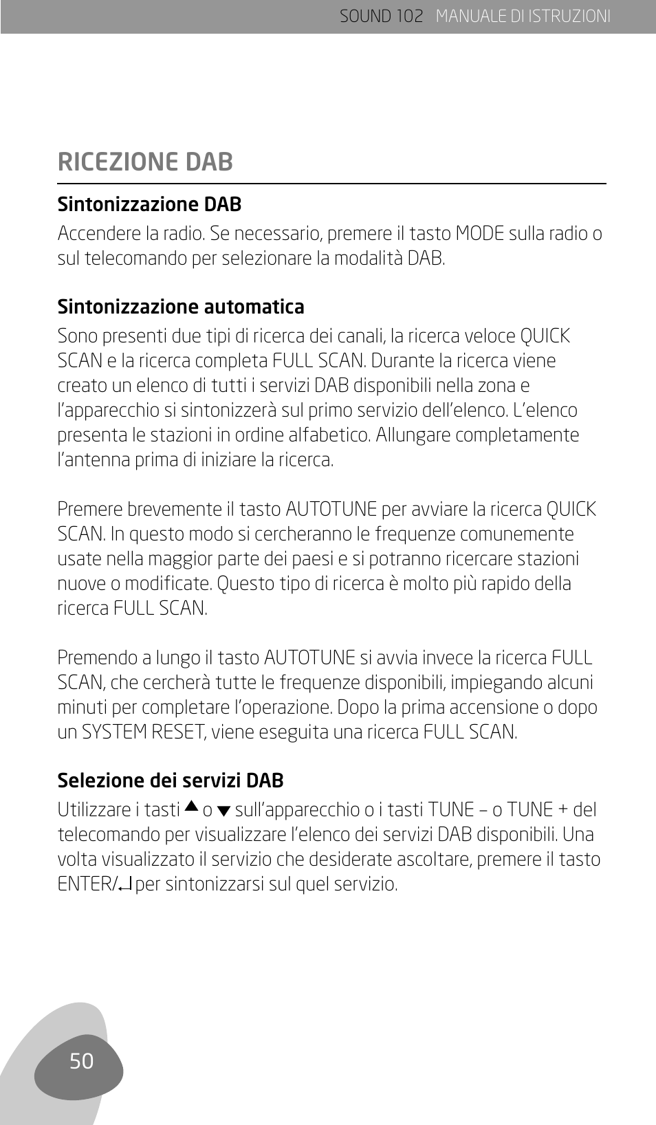 Ricezione dab | Eton Sound 102 User Manual | Page 52 / 82