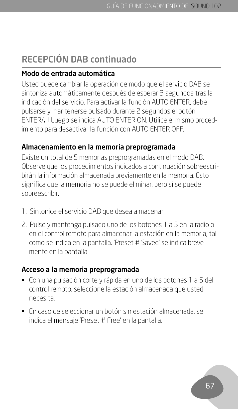 Recepción dab continuado | Eton Sound 102 User Manual | Page 69 / 82