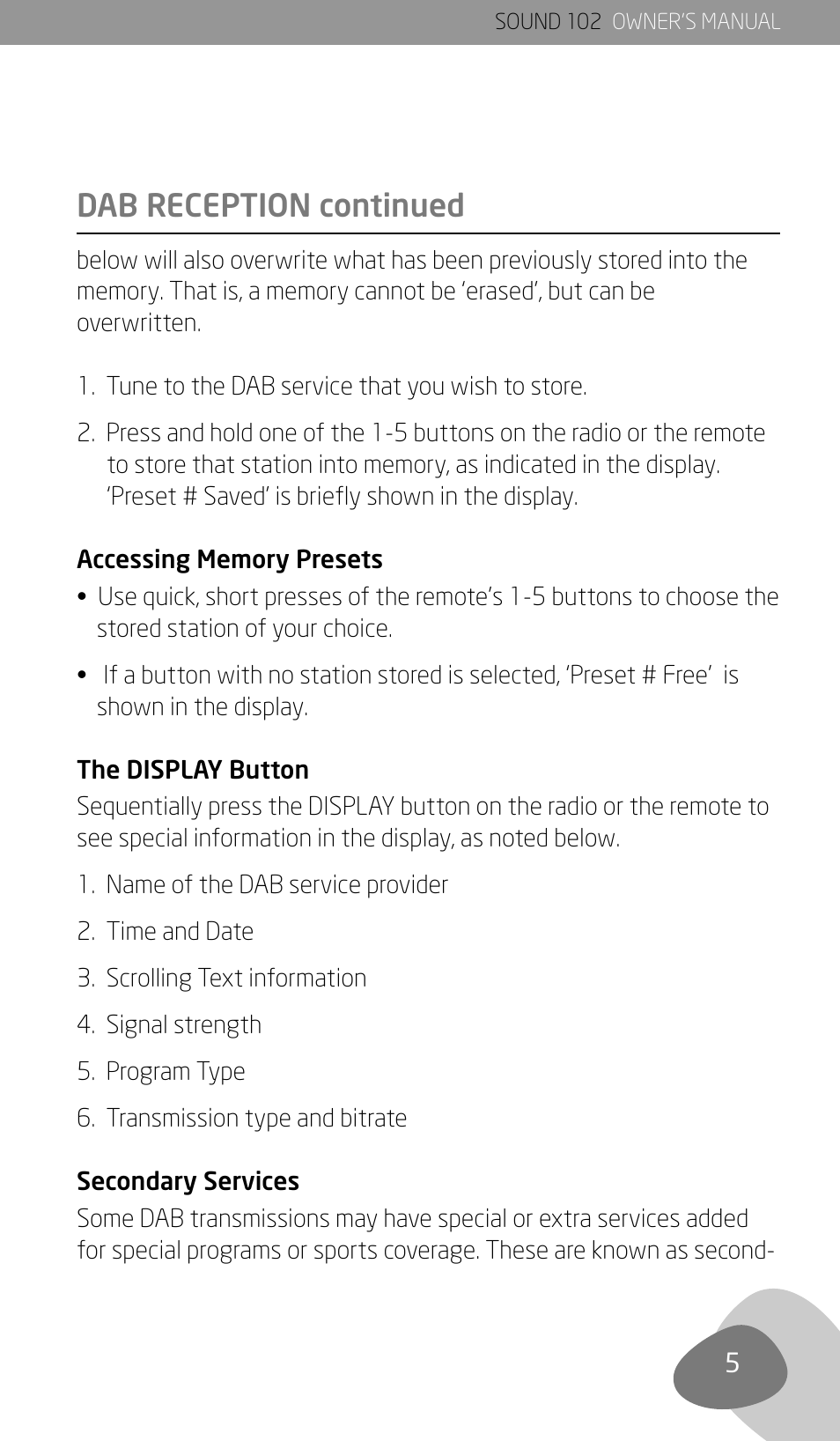 Dab reception continued | Eton Sound 102 User Manual | Page 7 / 82