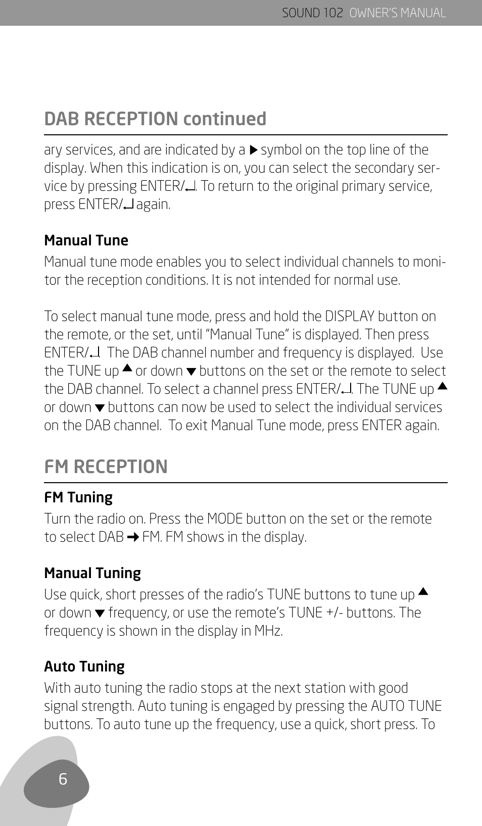 Dab reception continued fm reception | Eton Sound 102 User Manual | Page 8 / 82