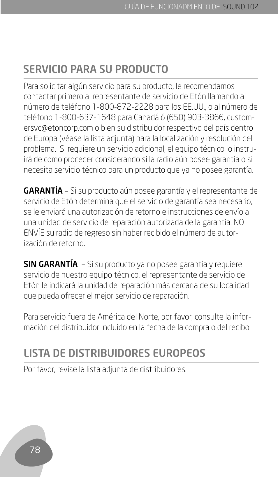 Eton Sound 102 User Manual | Page 80 / 82