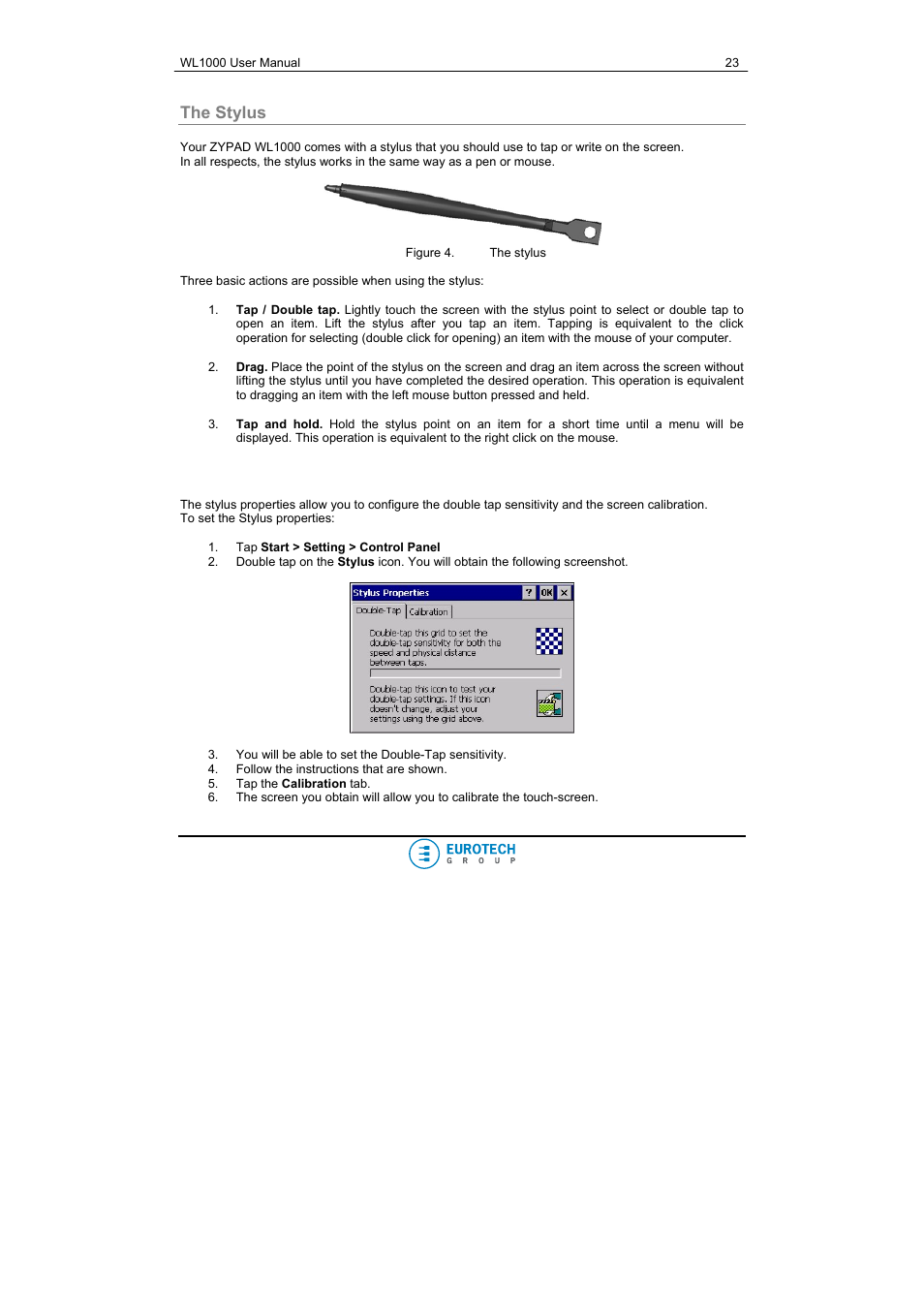 The stylus | Eurotech Appliances WL1000 User Manual | Page 23 / 49