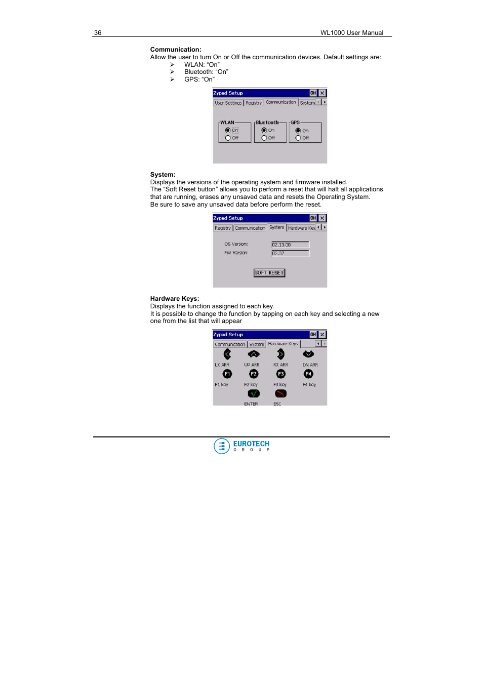 Eurotech Appliances WL1000 User Manual | Page 36 / 49