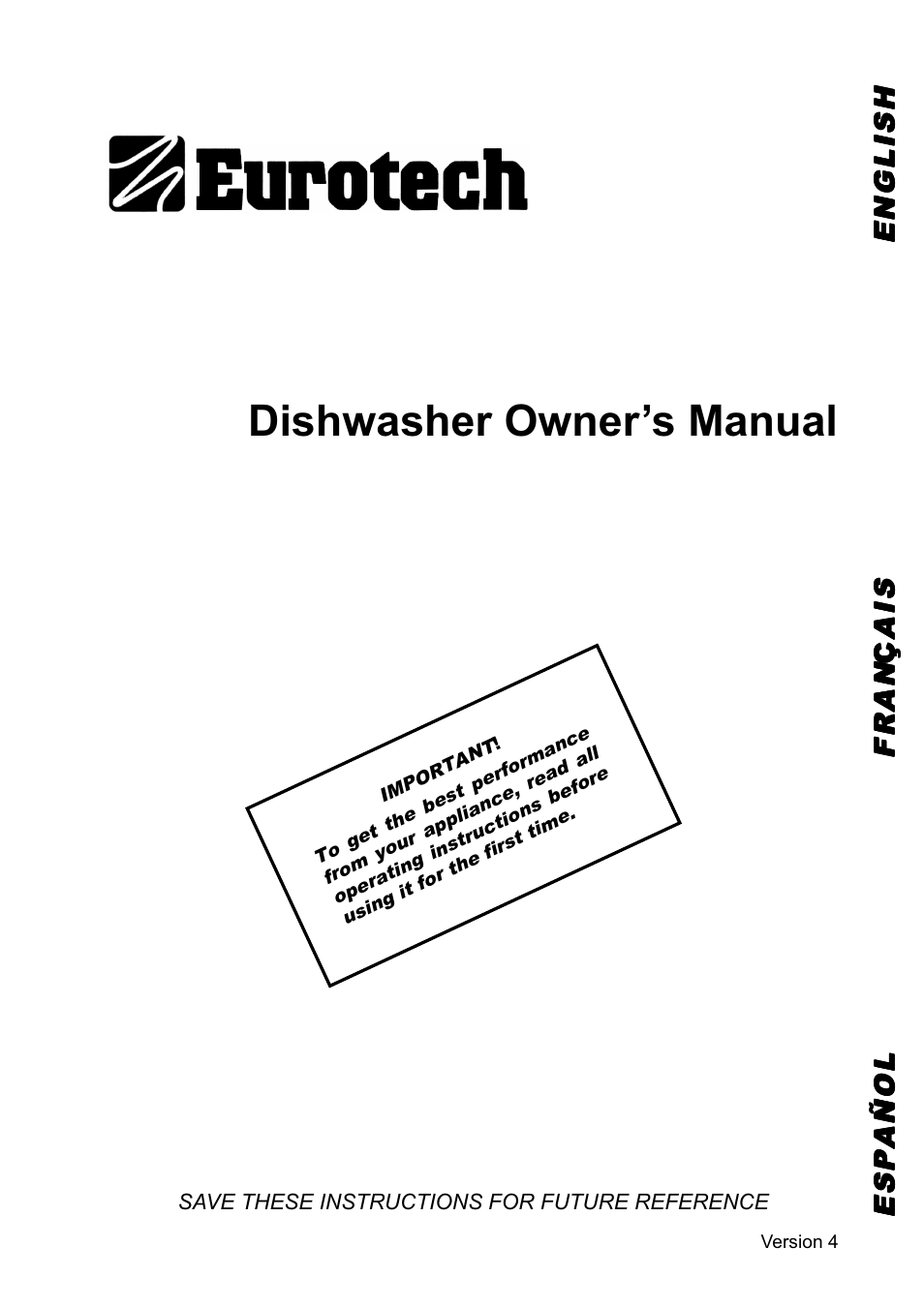 Eurotech Appliances EDW274E User Manual | 36 pages