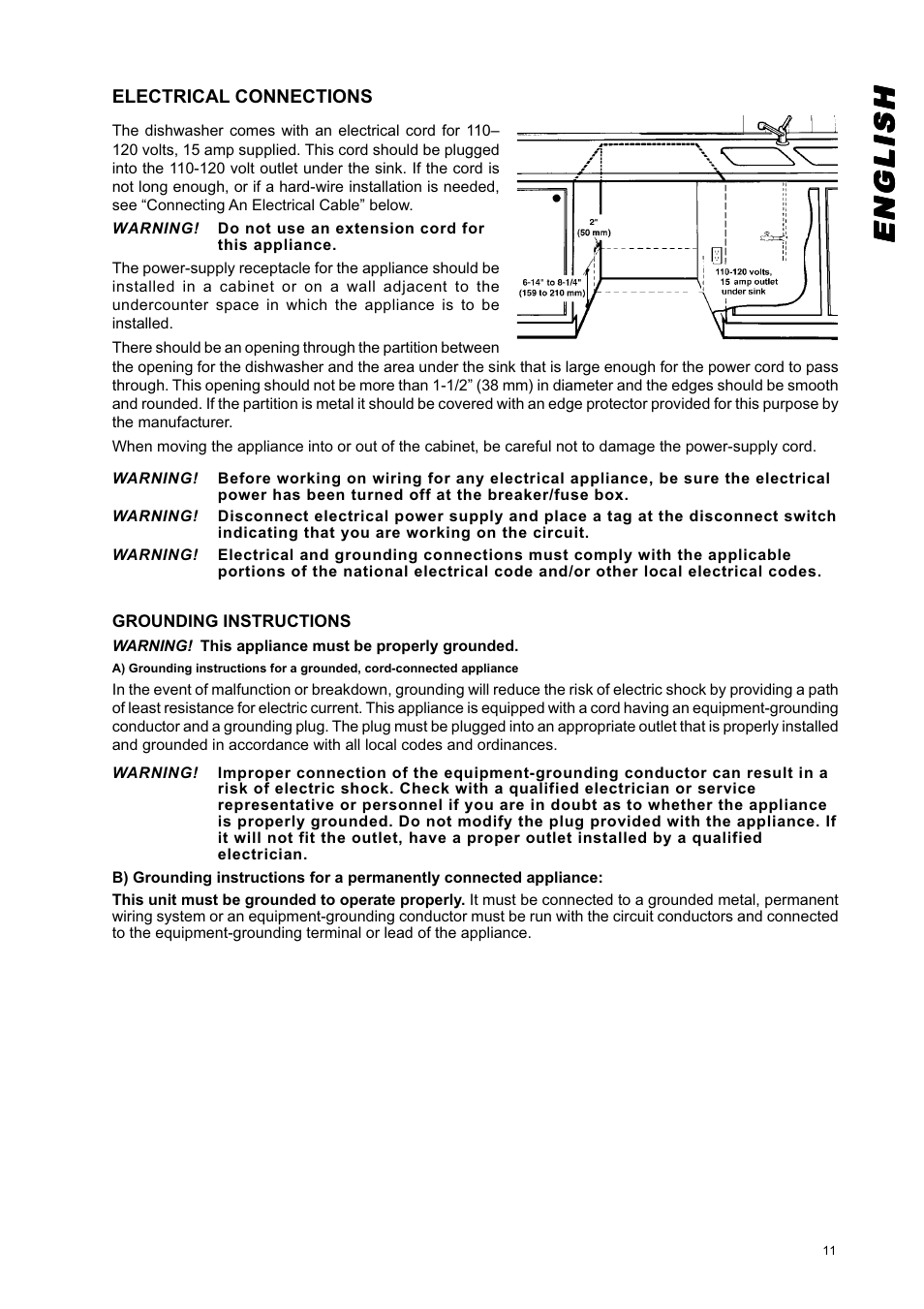 Englishenglishenglishenglishenglish | Eurotech Appliances EDW274E User Manual | Page 11 / 36