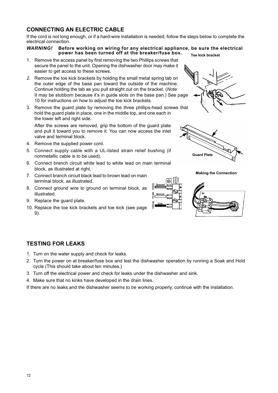 Eurotech Appliances EDW274E User Manual | Page 12 / 36