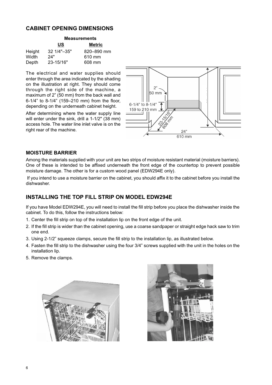 Eurotech Appliances EDW274E User Manual | Page 6 / 36