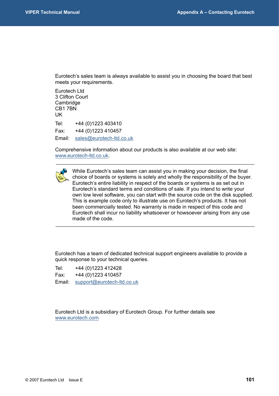 Appendix a – contacting eurotech, Am (see, Appendix a | Contacting eurotech, D (see, 16h17h216h, 217h, For purchasing in, 18h19h218h, 219h | Eurotech Appliances VIPER / VIPER-LITE PXA255 User Manual | Page 101 / 111