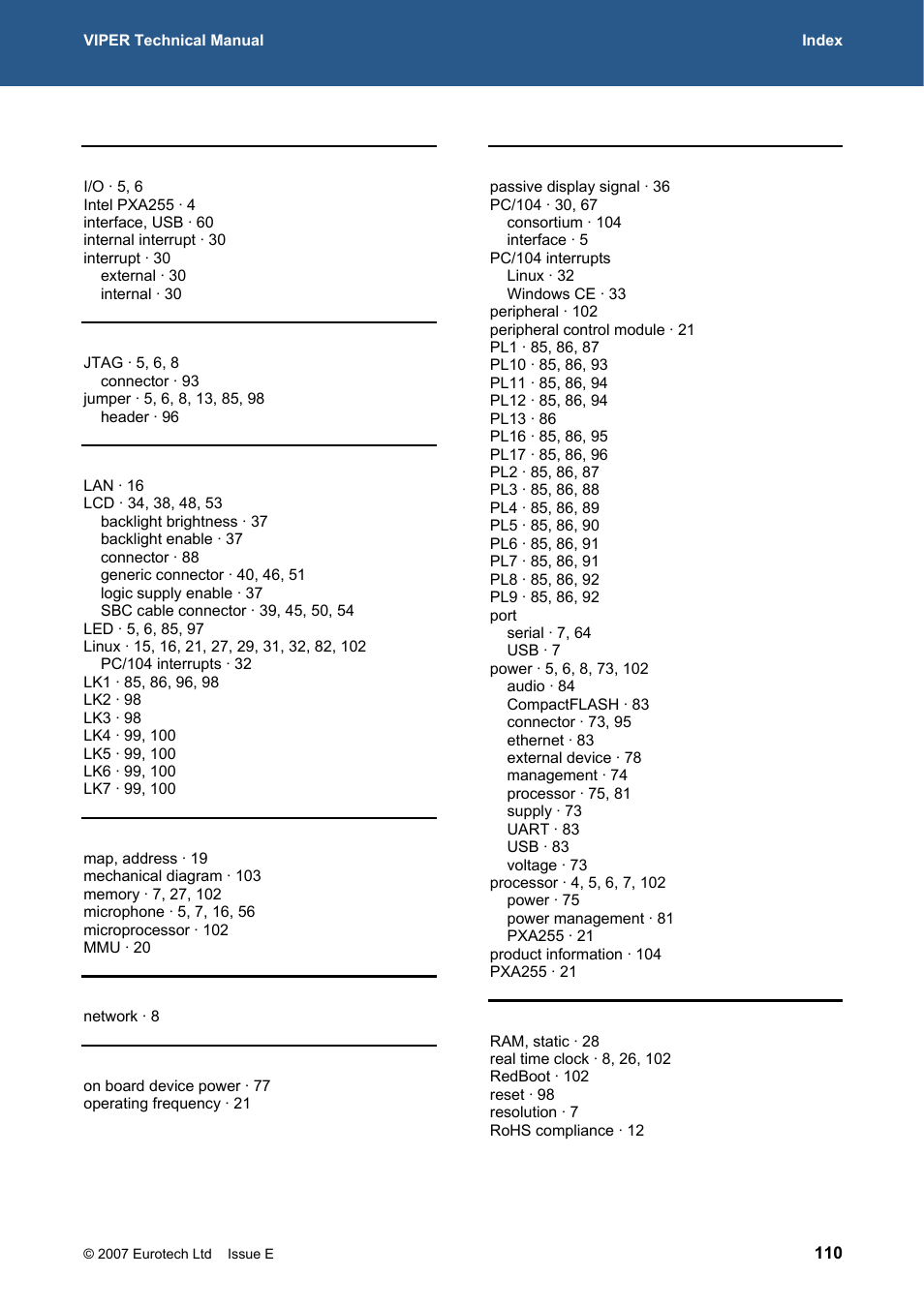 Eurotech Appliances VIPER / VIPER-LITE PXA255 User Manual | Page 110 / 111
