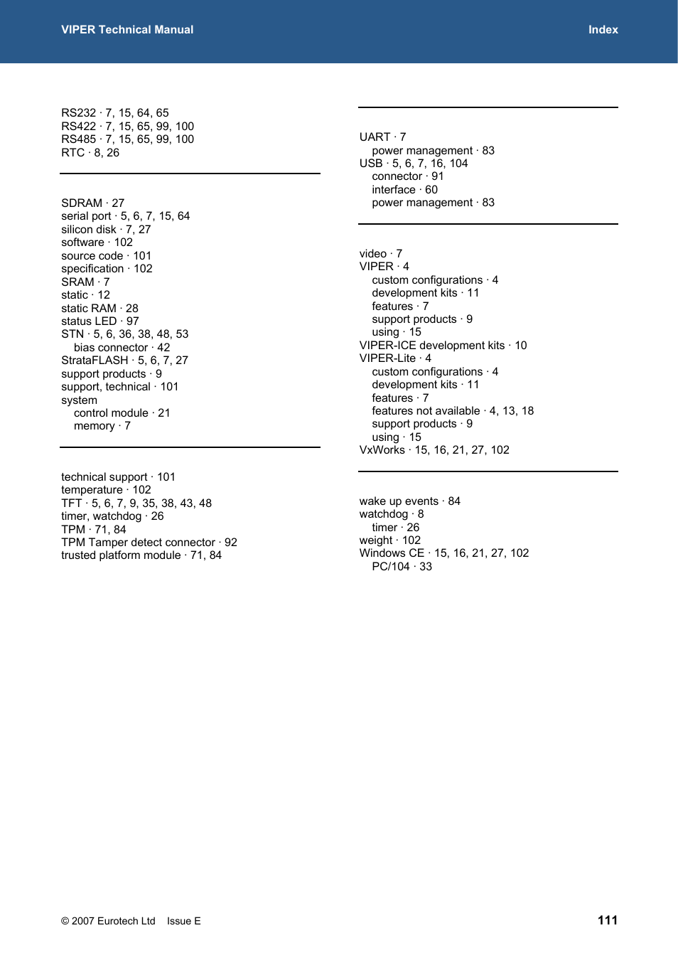 Eurotech Appliances VIPER / VIPER-LITE PXA255 User Manual | Page 111 / 111