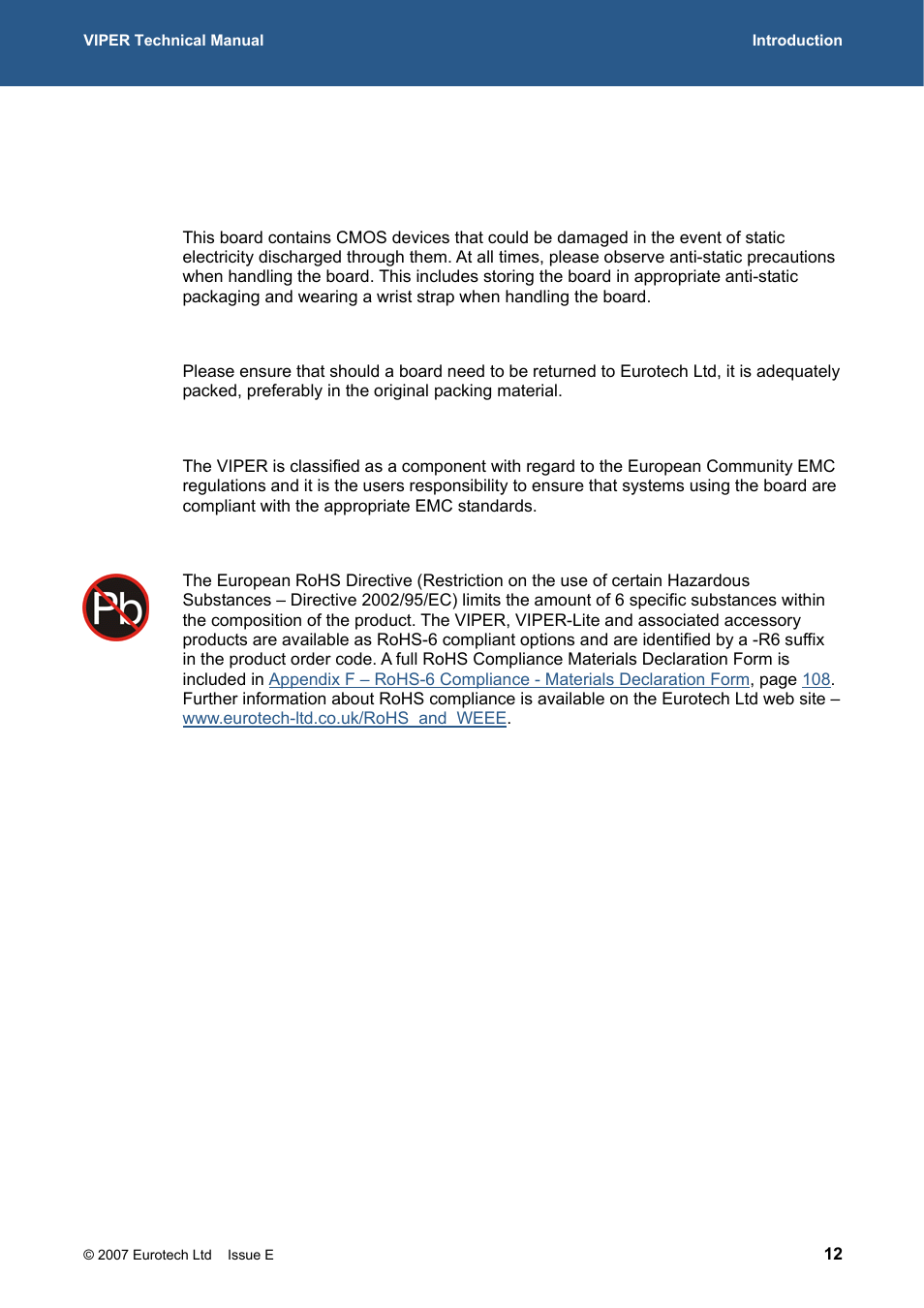 Product handling and environmental compliance | Eurotech Appliances VIPER / VIPER-LITE PXA255 User Manual | Page 12 / 111