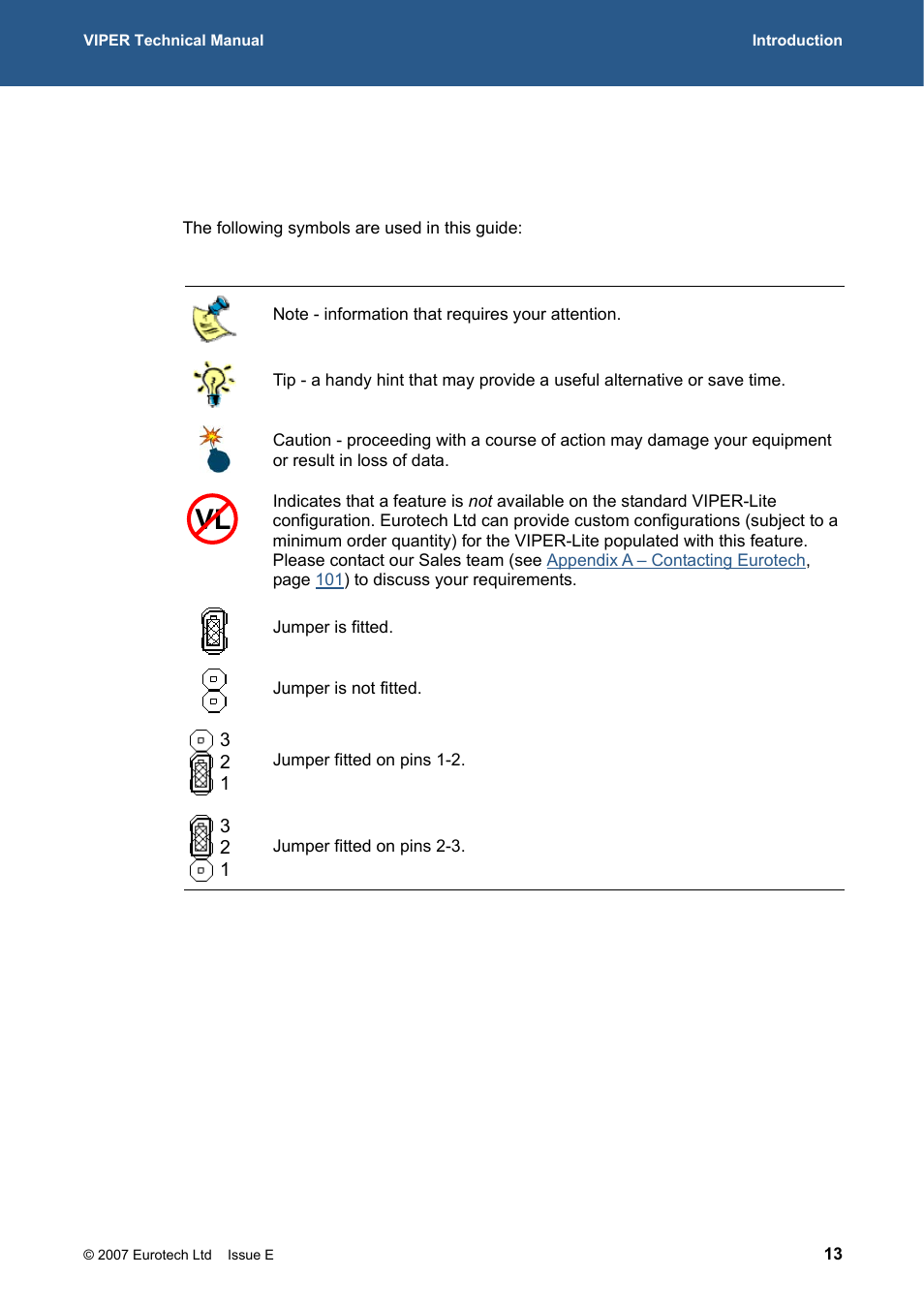 Conventions | Eurotech Appliances VIPER / VIPER-LITE PXA255 User Manual | Page 13 / 111