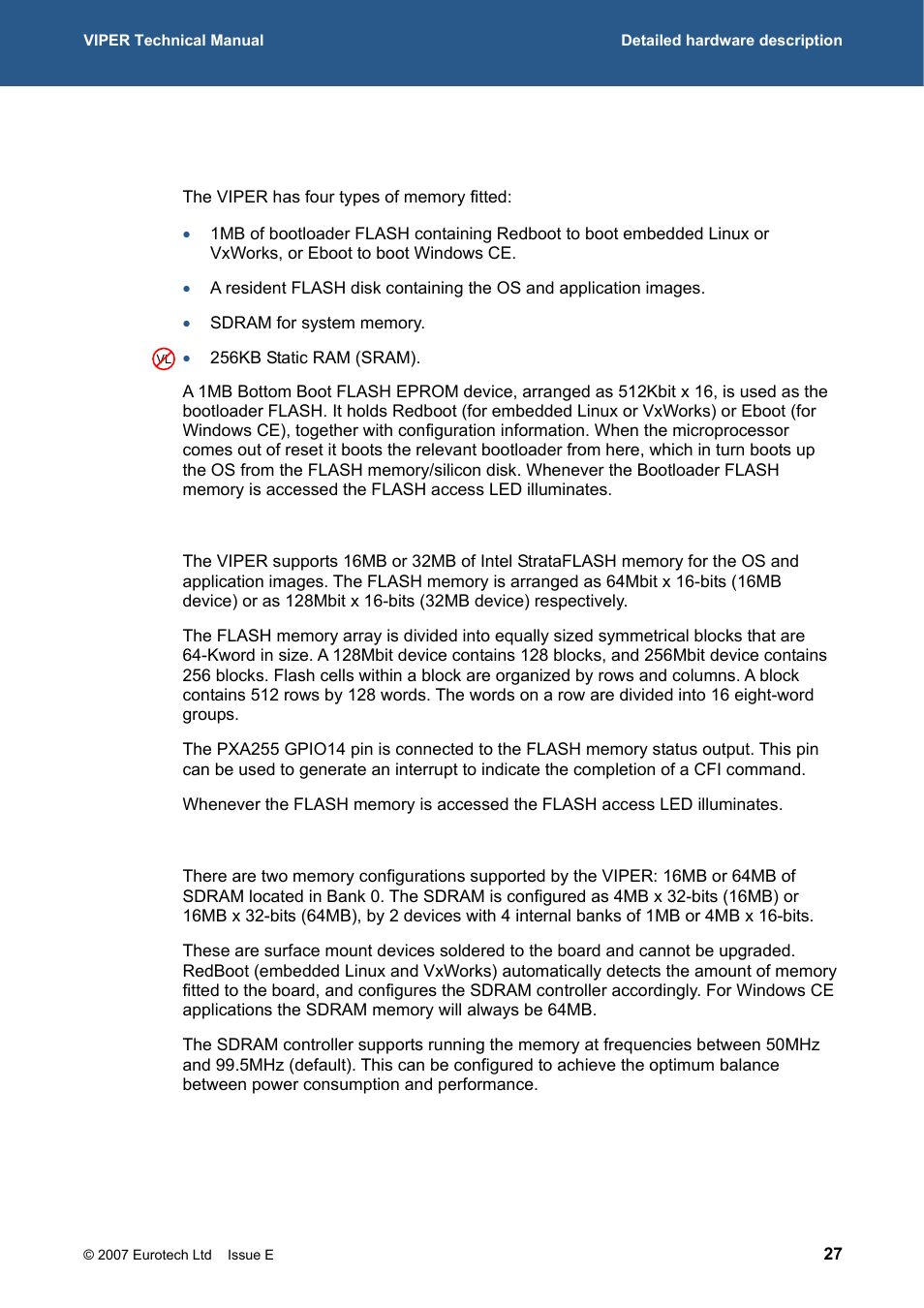 Memory, Intel strataflash, 306h | Flash, Memory/silicon disk, 307h | Eurotech Appliances VIPER / VIPER-LITE PXA255 User Manual | Page 27 / 111