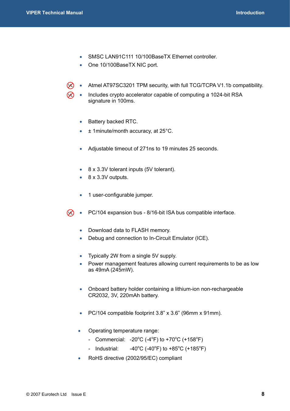 Eurotech Appliances VIPER / VIPER-LITE PXA255 User Manual | Page 8 / 111