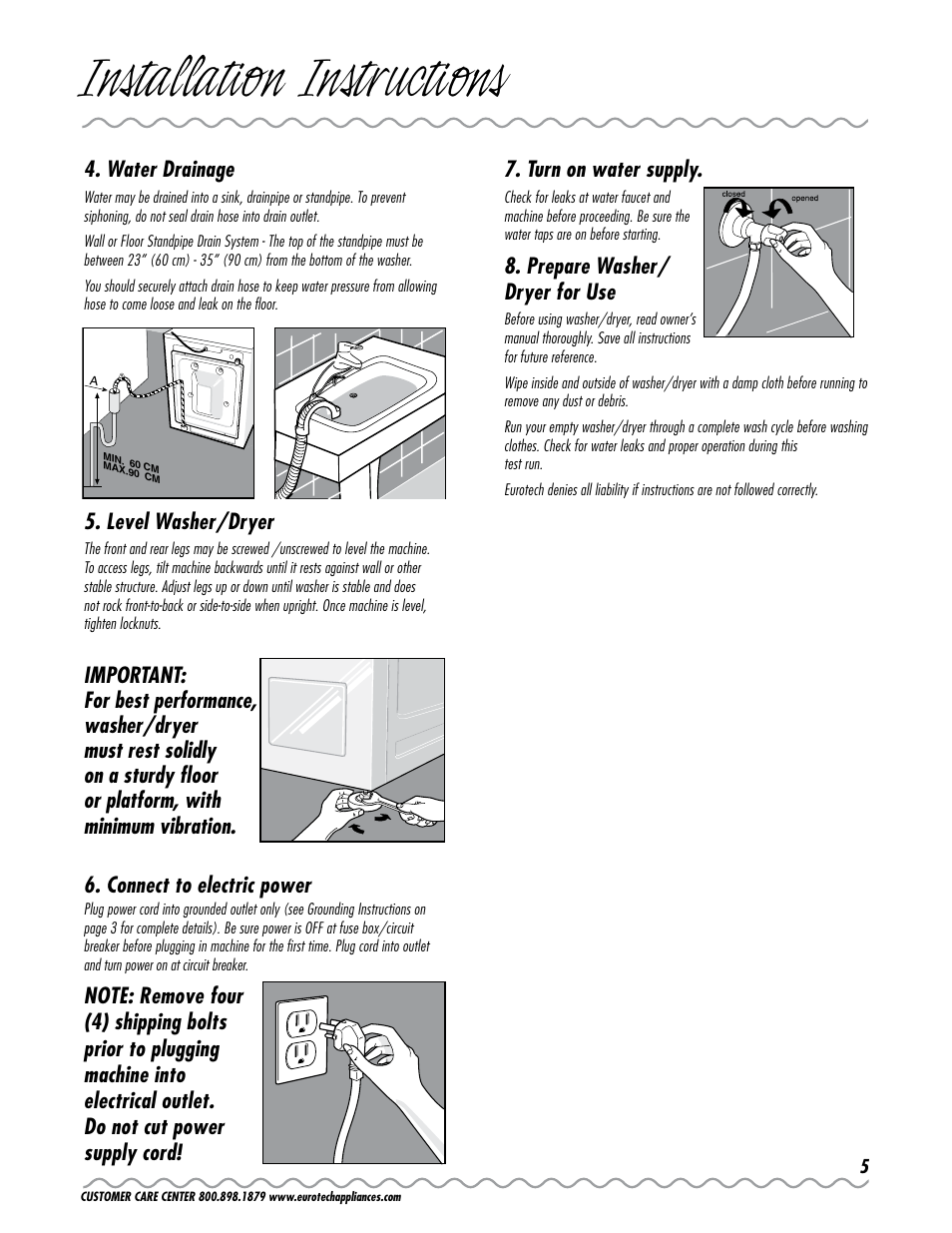 Installation instructions | Eurotech Appliances EWC177 User Manual | Page 5 / 20