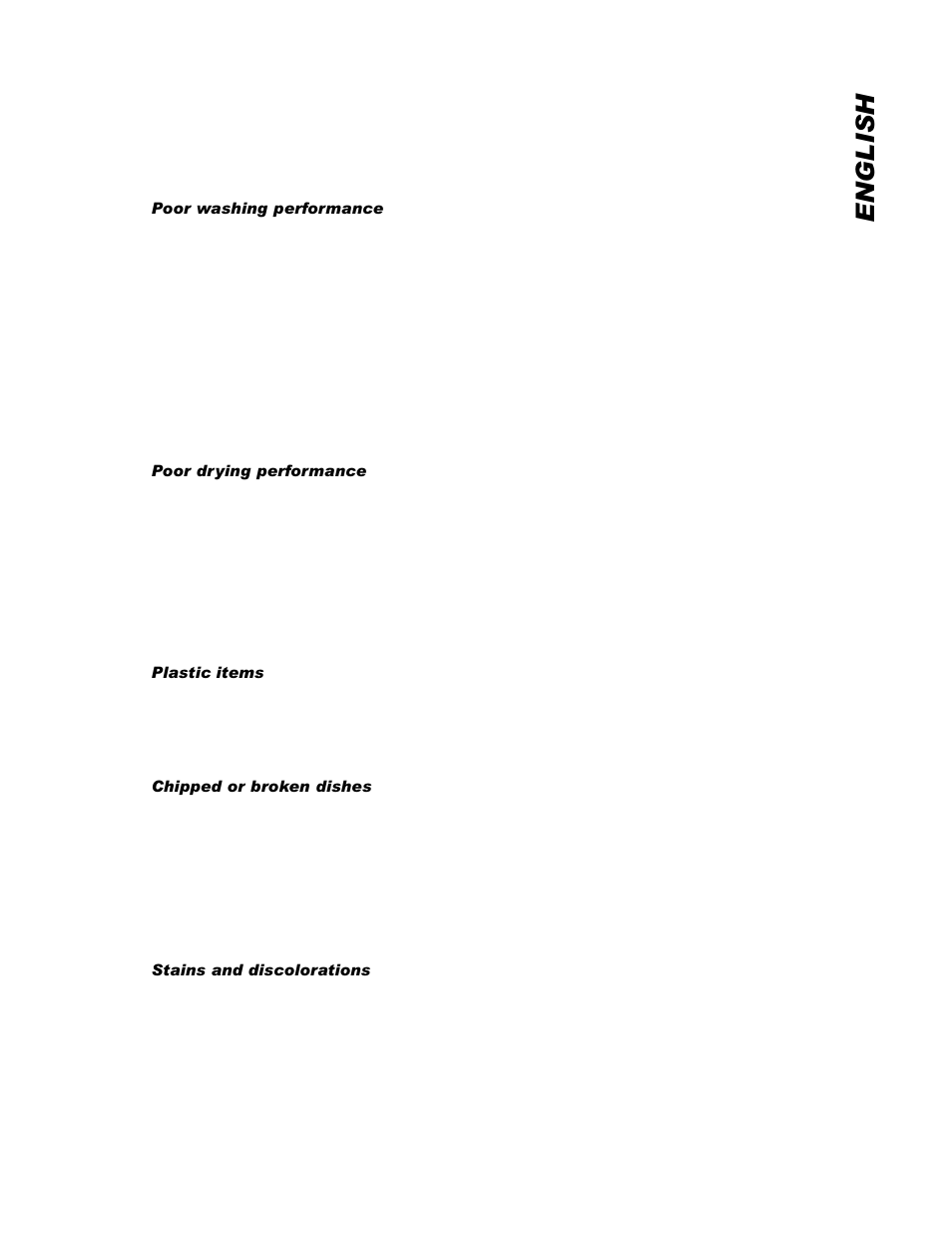 English, Solutions to common dishwashing problems | Eurotech Appliances EDW194E User Manual | Page 29 / 36